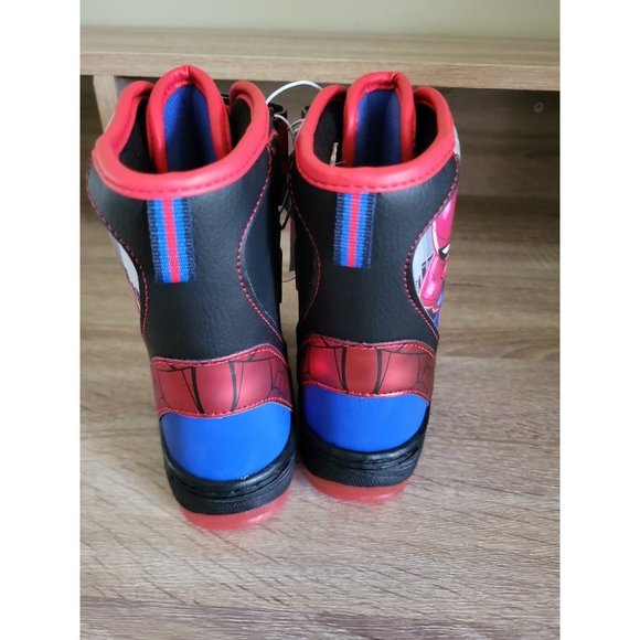 Marvel NWT Toddler 8 Spiderman Light Up Insulated Hook & Loop Winter Snow Boots - Picture 6 of 12